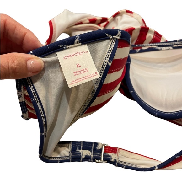 Stars & Stripes bikini in good condition! Top XL and bottom Sm. Exhilaration - Picture 5 of 7